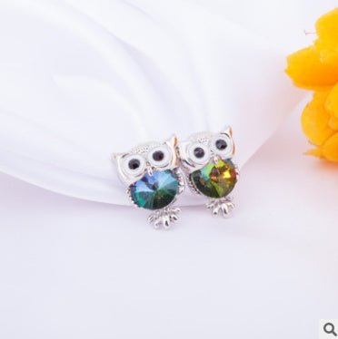 Owl Earrings Crystal Explosion Earrings-Jewearrings