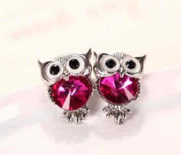 Owl Earrings Crystal Explosion Earrings-Jewearrings