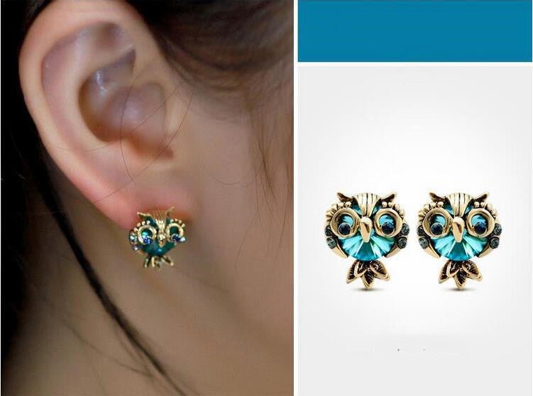 Owl Earrings Crystal Fashion Earrings-Jewearrings