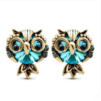 Owl Earrings Crystal Fashion Earrings-Jewearrings