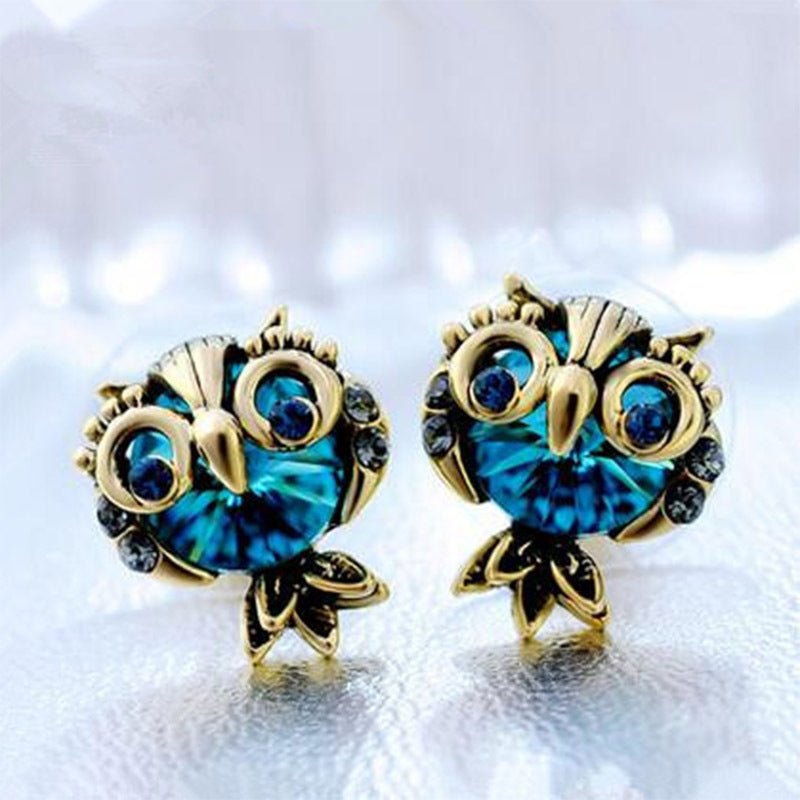 Owl Earrings Crystal Fashion Earrings-Jewearrings