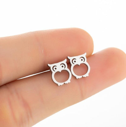 Owl Earrings Cute Stainless Steel-Jewearrings