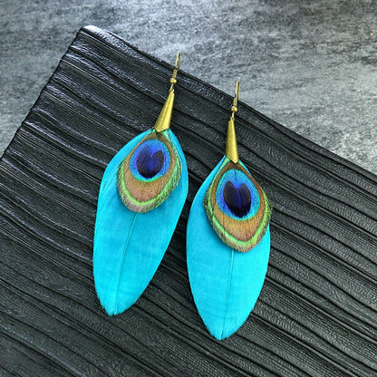 Owl Earrings Exaggerated Feather-Jewearrings