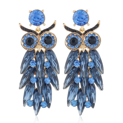 Owl Earrings Exaggerated Glass Earrings-Jewearrings