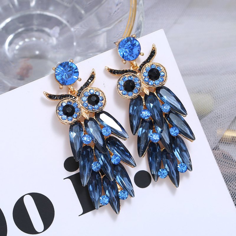 Owl Earrings Exaggerated Glass Earrings-Jewearrings