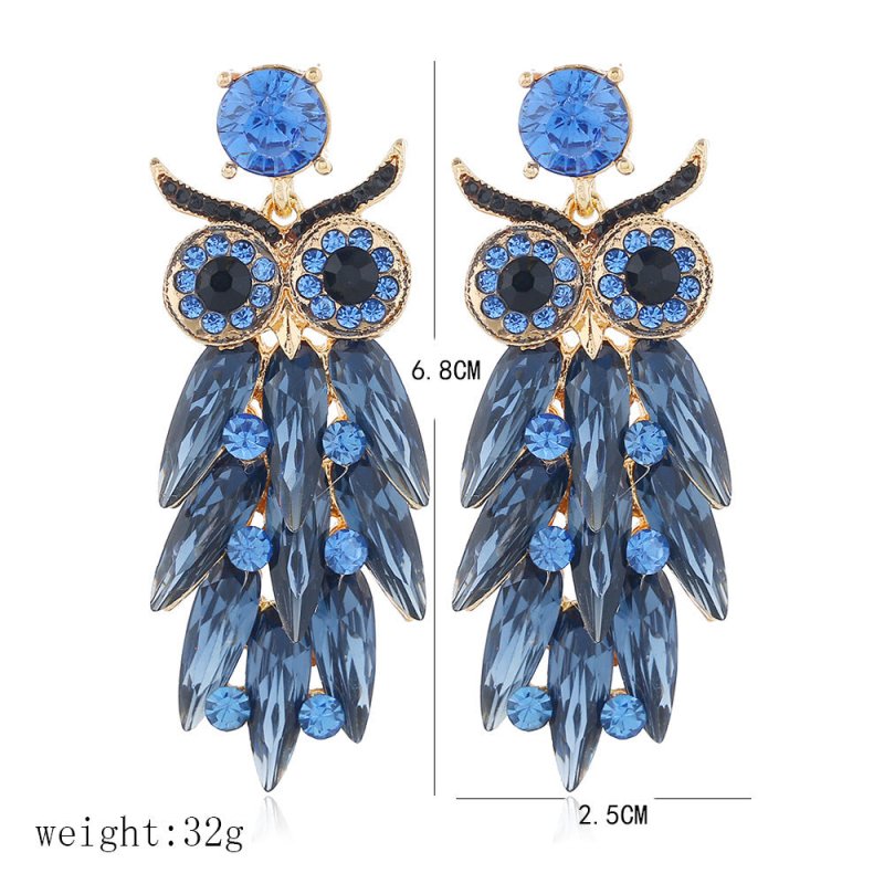 Owl Earrings Exaggerated Glass Earrings-Jewearrings