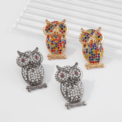 Owl Earrings Geometric Full Diamond-Jewearrings