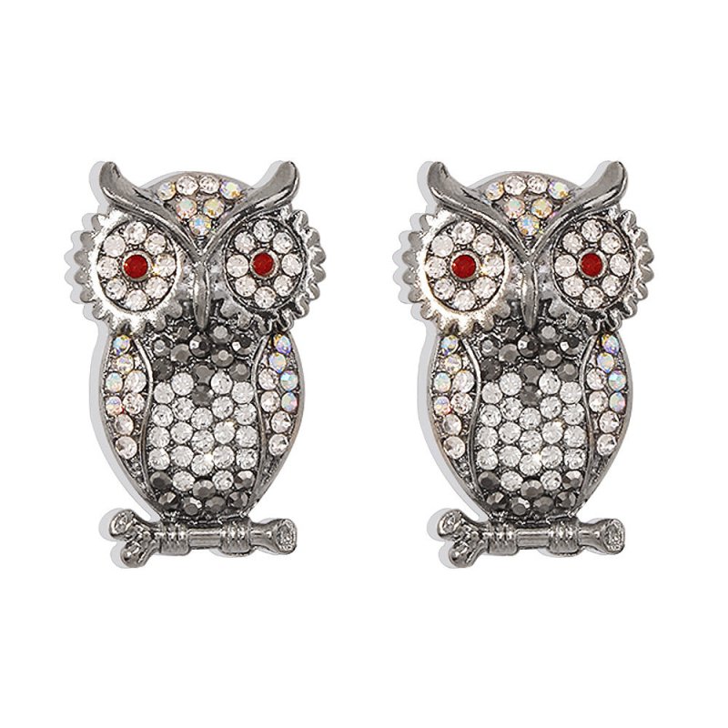 Owl Earrings Geometric Full Diamond-Jewearrings