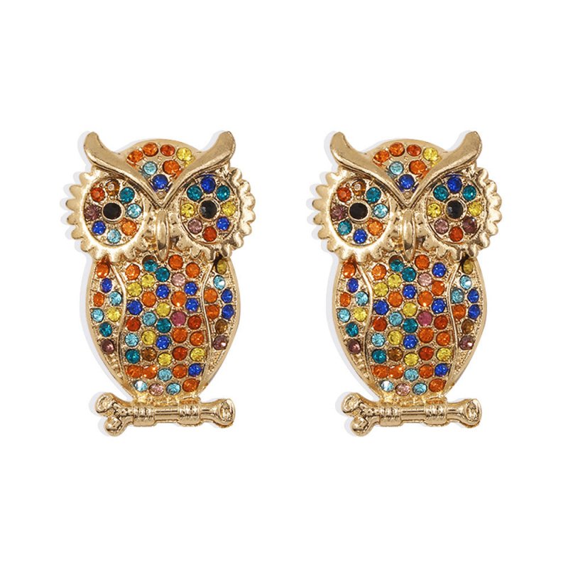 Owl Earrings Geometric Full Diamond-Jewearrings