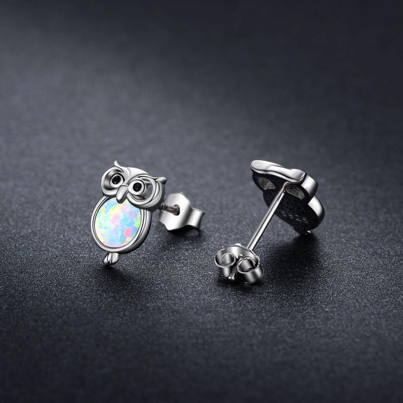 Owl Earrings Opal Studs-Jewearrings