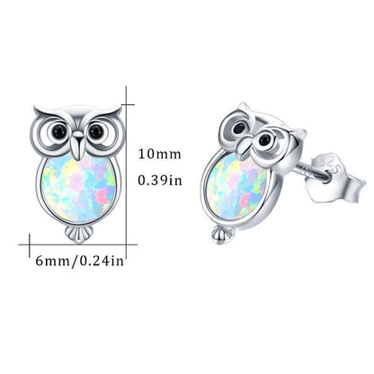 Owl Earrings Opal Studs-Jewearrings