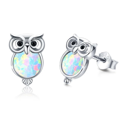 Owl Earrings Opal Studs-Jewearrings