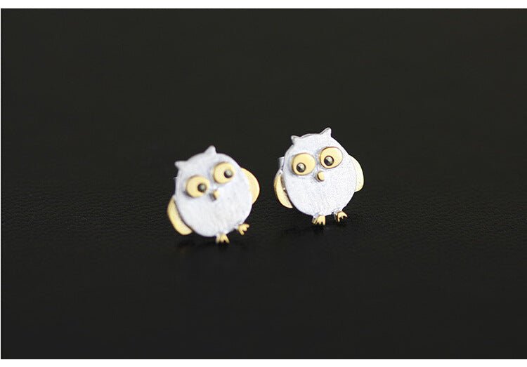 Owl Earrings Owl Sterling Silver-Jewearrings