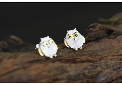 Owl Earrings Owl Sterling Silver-Jewearrings