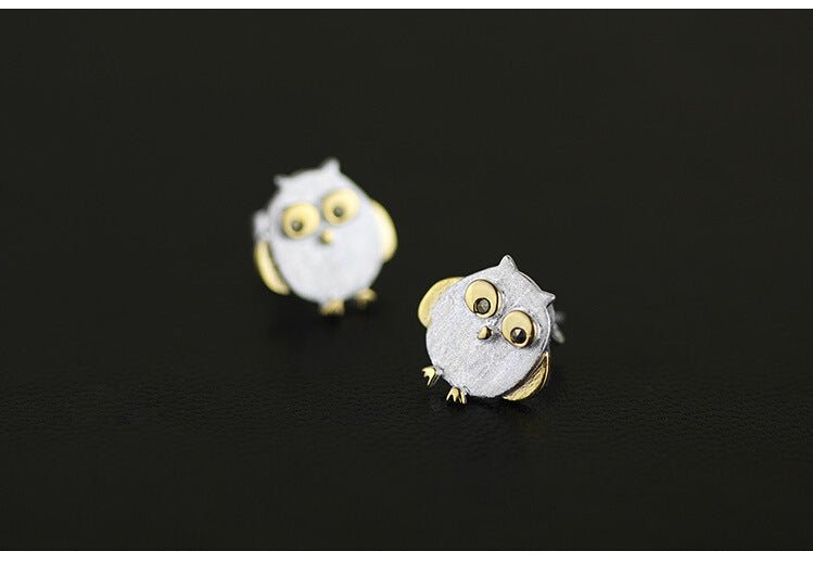 Owl Earrings Owl Sterling Silver-Jewearrings