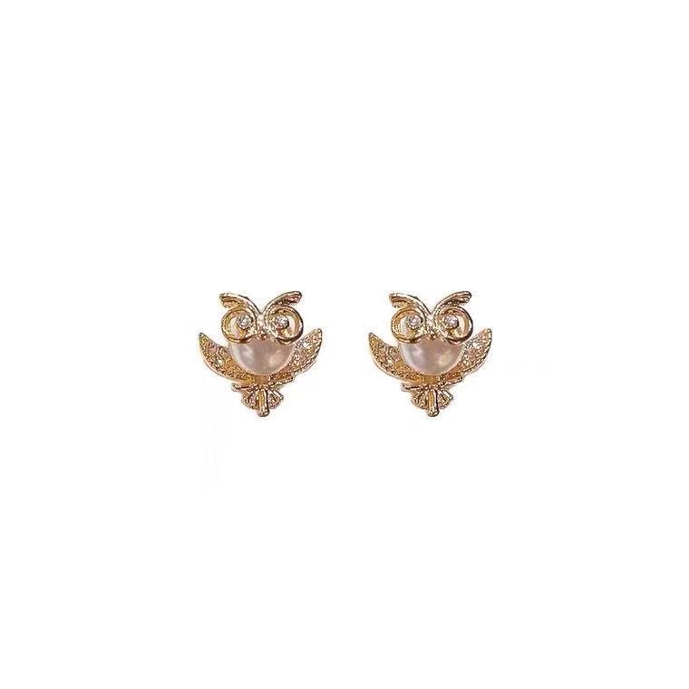 Owl Earrings Pearl Korean Temptation-Jewearrings