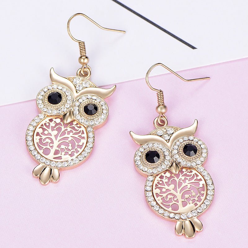 Owl Earrings Personality Punk Opal-Jewearrings