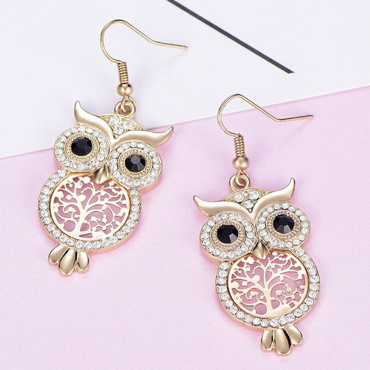 Owl Earrings Personality Punk Opal-Jewearrings