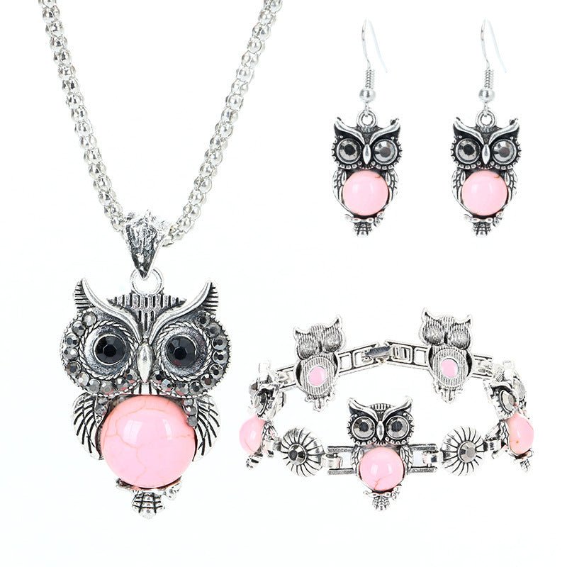 Owl Earrings Retro Turquoise Jewelry Set-Jewearrings