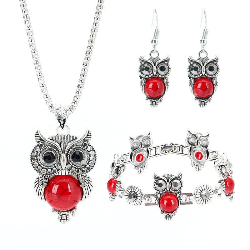 Owl Earrings Retro Turquoise Jewelry Set-Jewearrings