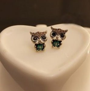 Owl Earrings Rhinestone Fashion Earrings-Jewearrings