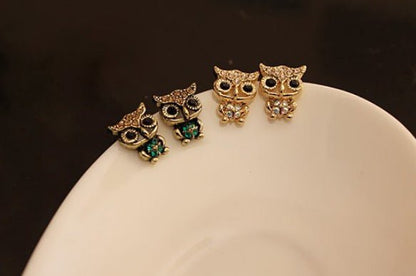 Owl Earrings Rhinestone Fashion Earrings-Jewearrings