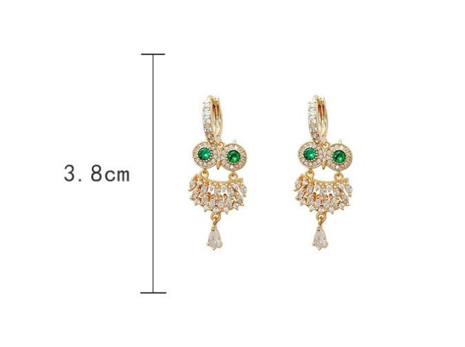 Owl Earrings Silver Pin Micro Inlay-Jewearrings