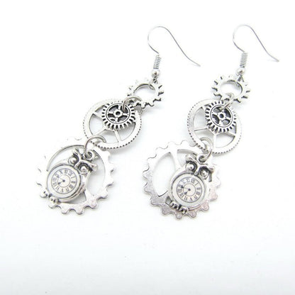 Owl Earrings Vintage Gear Pendant-Jewearrings