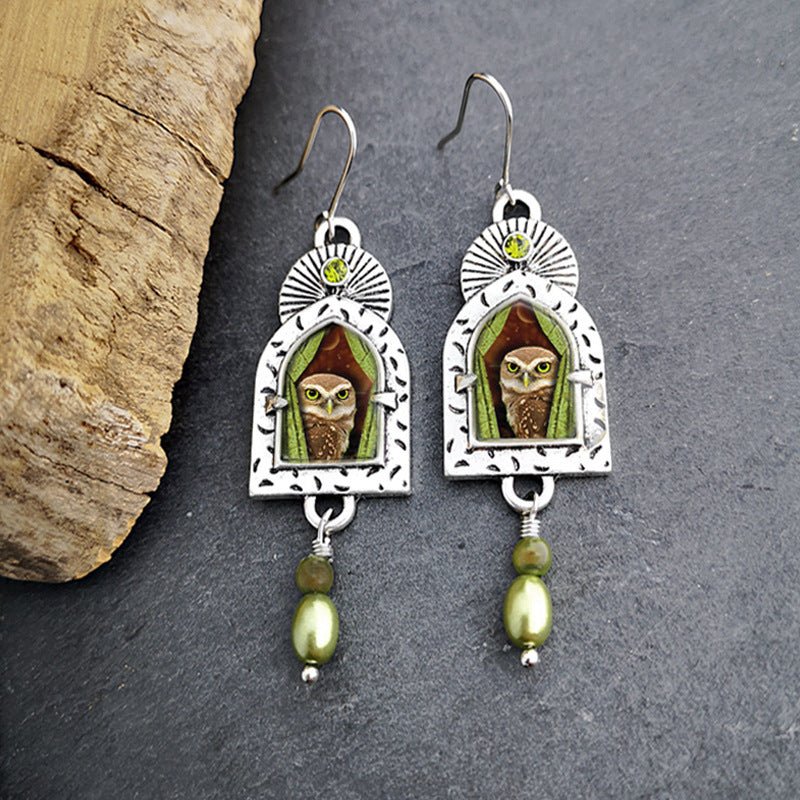 Owl Earrings Vintage Pattern Earrings-Jewearrings