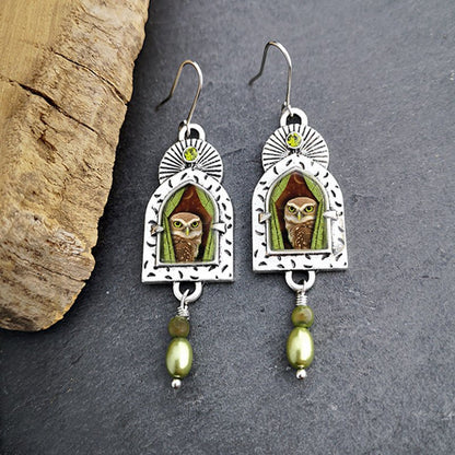 Owl Earrings Vintage Pattern Earrings-Jewearrings