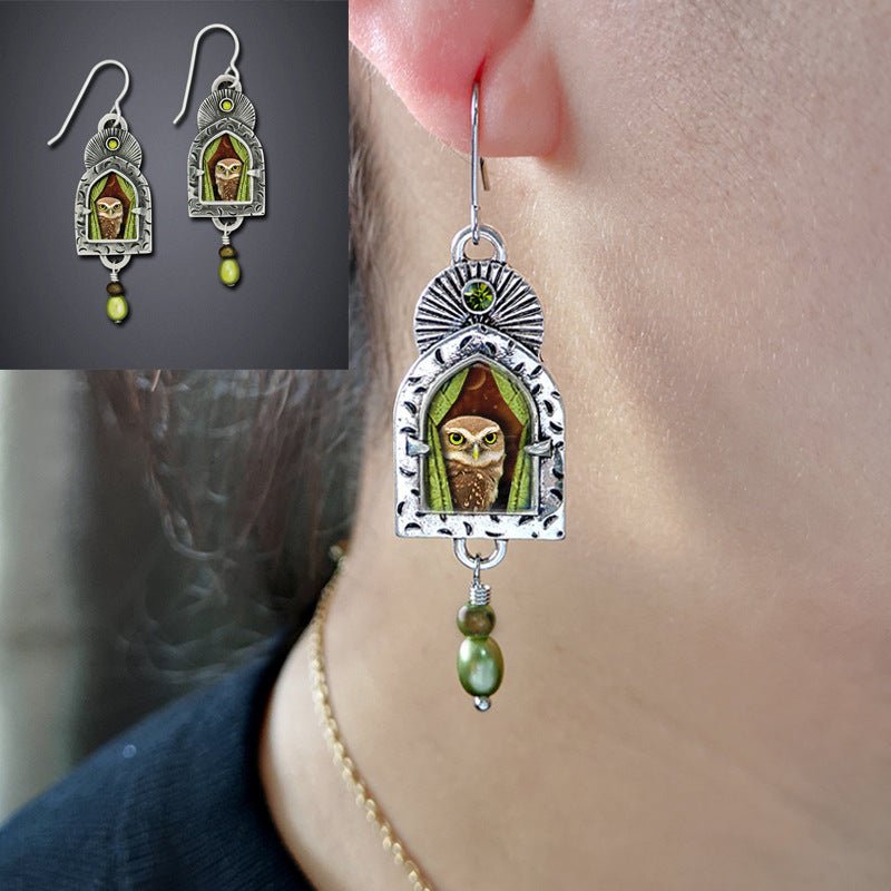 Owl Earrings Vintage Pattern Earrings-Jewearrings