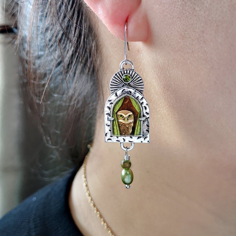 Owl Earrings Vintage Pattern Earrings-Jewearrings