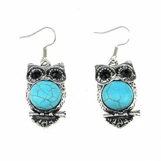 Owl Earrings Vintage Stone Earrings-Jewearrings