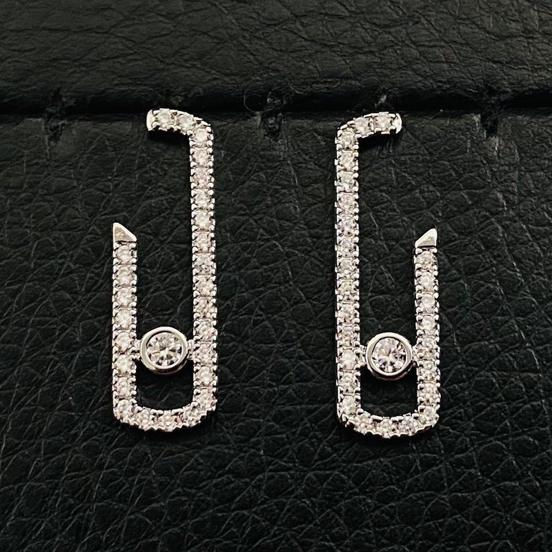 Paperclip Moissan Diamond Stud Earrings Women-Jewearrings