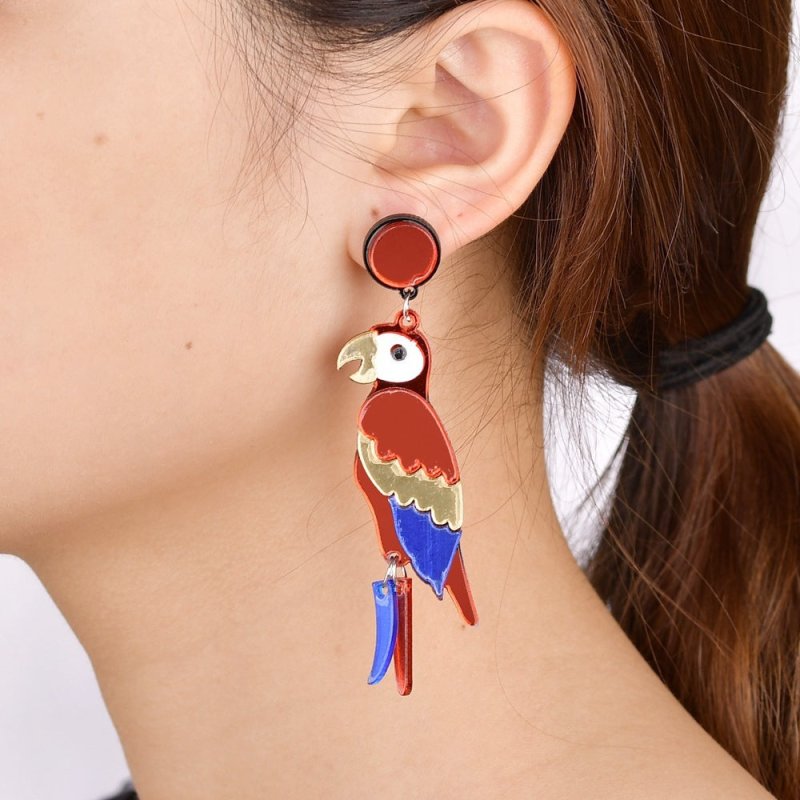 Parrot Earrings Organic Acrylic Earrings-Jewearrings