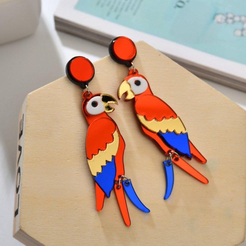 Parrot Earrings Organic Acrylic Earrings-Jewearrings