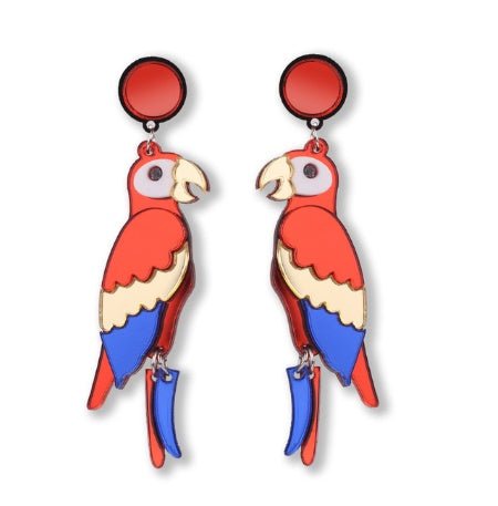 Parrot Earrings Organic Acrylic Earrings-Jewearrings