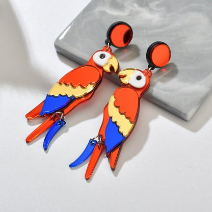 Parrot Earrings Organic Acrylic Earrings-Jewearrings