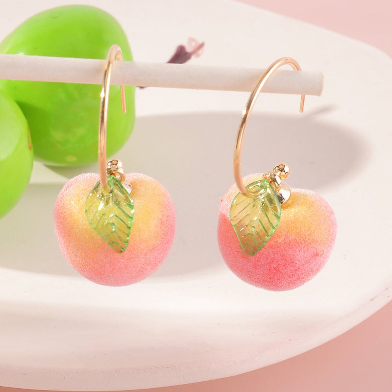 Peach Earrings Long Earrings Girls Big Earrings Ear Clips-Jewearrings