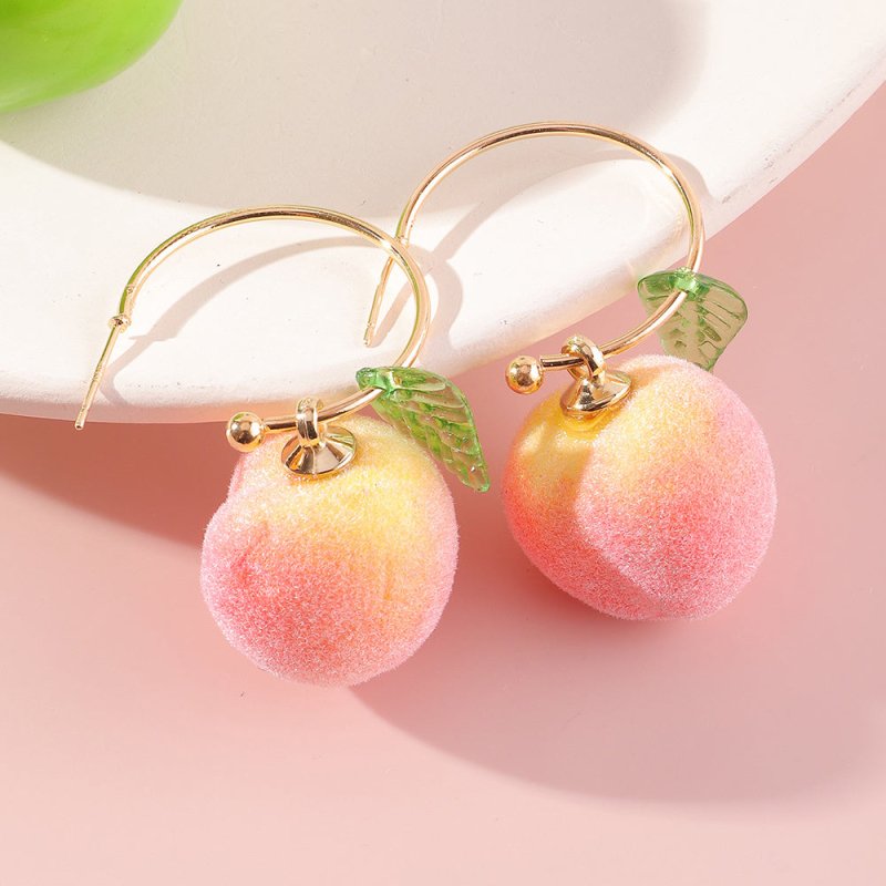 Peach Earrings Long Earrings Girls Big Earrings Ear Clips-Jewearrings