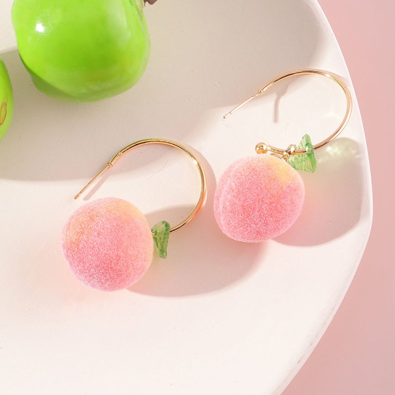 Peach Earrings Long Earrings Girls Big Earrings Ear Clips-Jewearrings