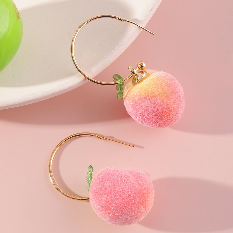 Peach Earrings Long Earrings Girls Big Earrings Ear Clips-Jewearrings