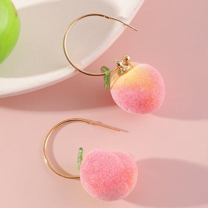 Peach Earrings Long Earrings Girls Big Earrings Ear Clips-Jewearrings