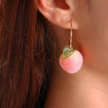 Peach Earrings Long Earrings Girls Big Earrings Ear Clips-Jewearrings