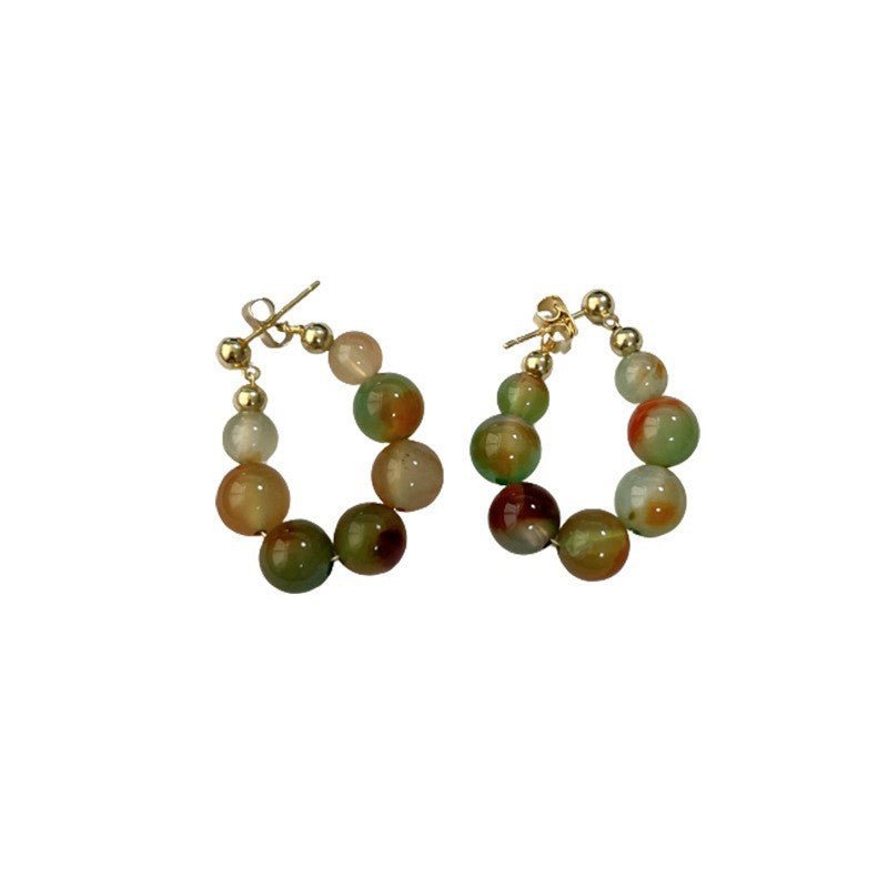 Peacock Earrings Agate Jade Beaded-Jewearrings