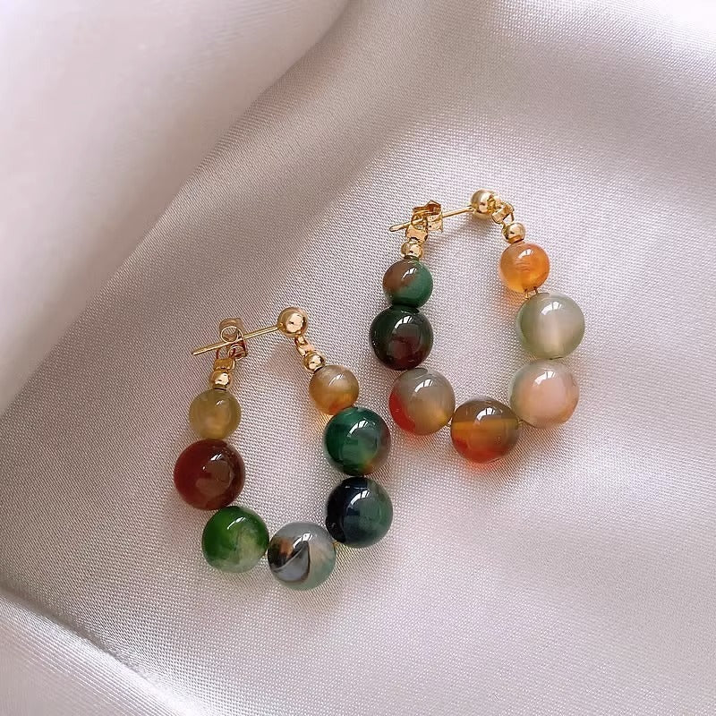 Peacock Earrings Agate Jade Beaded-Jewearrings