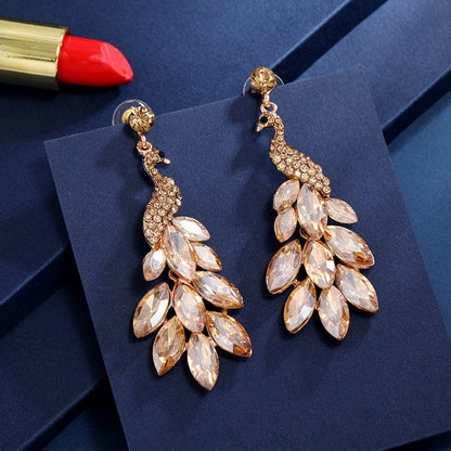 Peacock Earrings Diamond Crystal-Jewearrings