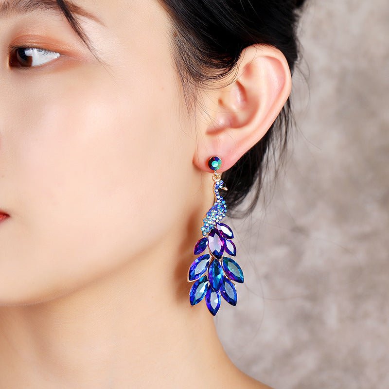 Peacock Earrings Diamond Crystal-Jewearrings