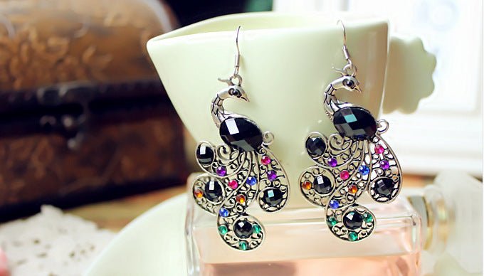 Peacock Earrings Gem-Jewearrings