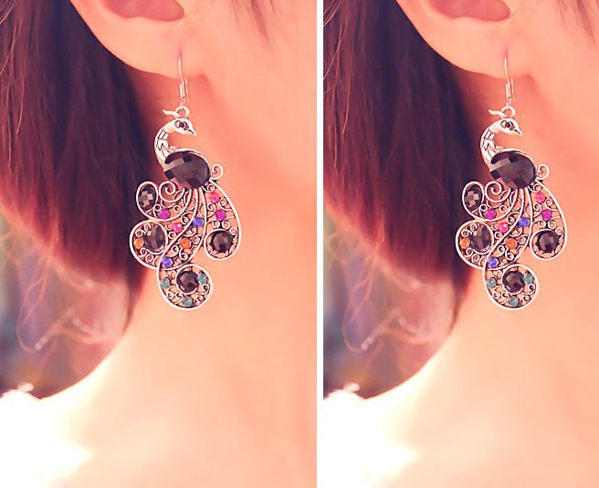 Peacock Earrings Gem-Jewearrings